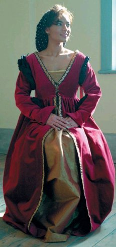 Red and Gold Renaisance Dress, 1500s Italian Renaissance Gown